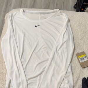 Nike White Long Sleeve Performance Top
